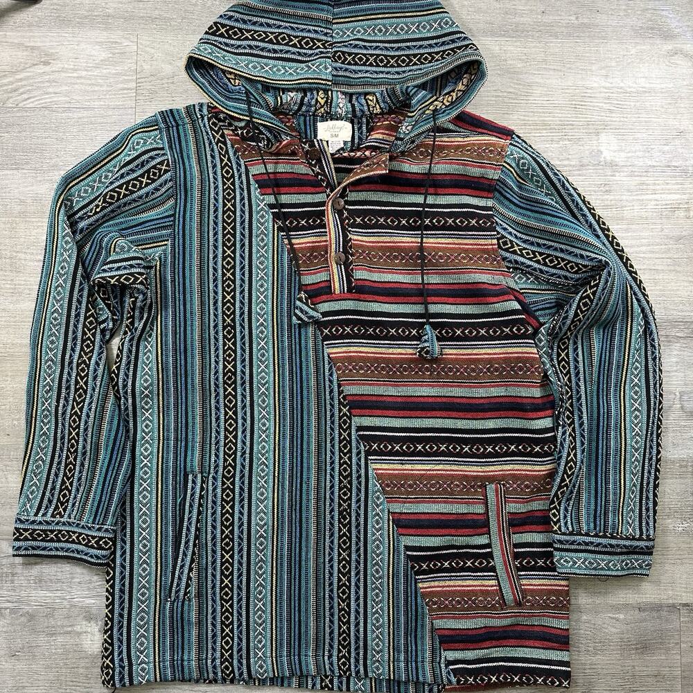 Lakhays Women's Multicolor S/M Pullover Hoodie 100% Cotton Striped Long Sleeve